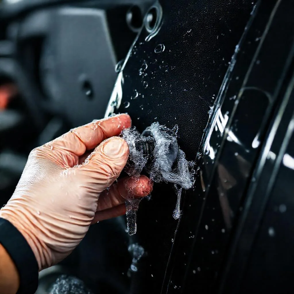 Детальное фото: Замерзание замков дверей Hyundai Solaris после мойки: вымывание белой литиевой смазки