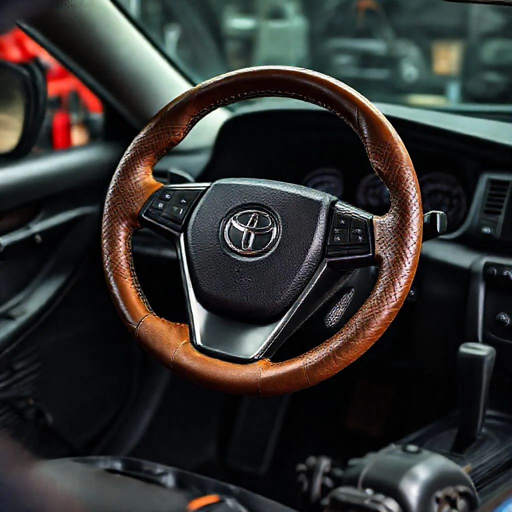 Детальное фото: Как перетянуть руль Toyota Camry V50 в экокожу со швом макраме